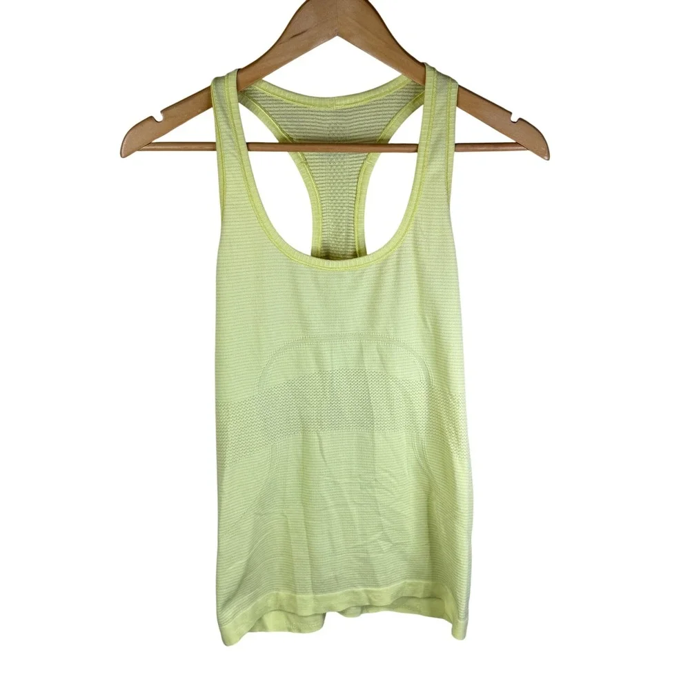 Lululemon Athletica Swiftly Tech Yellow‎ Striped Racerback Athletic Tank Top 10